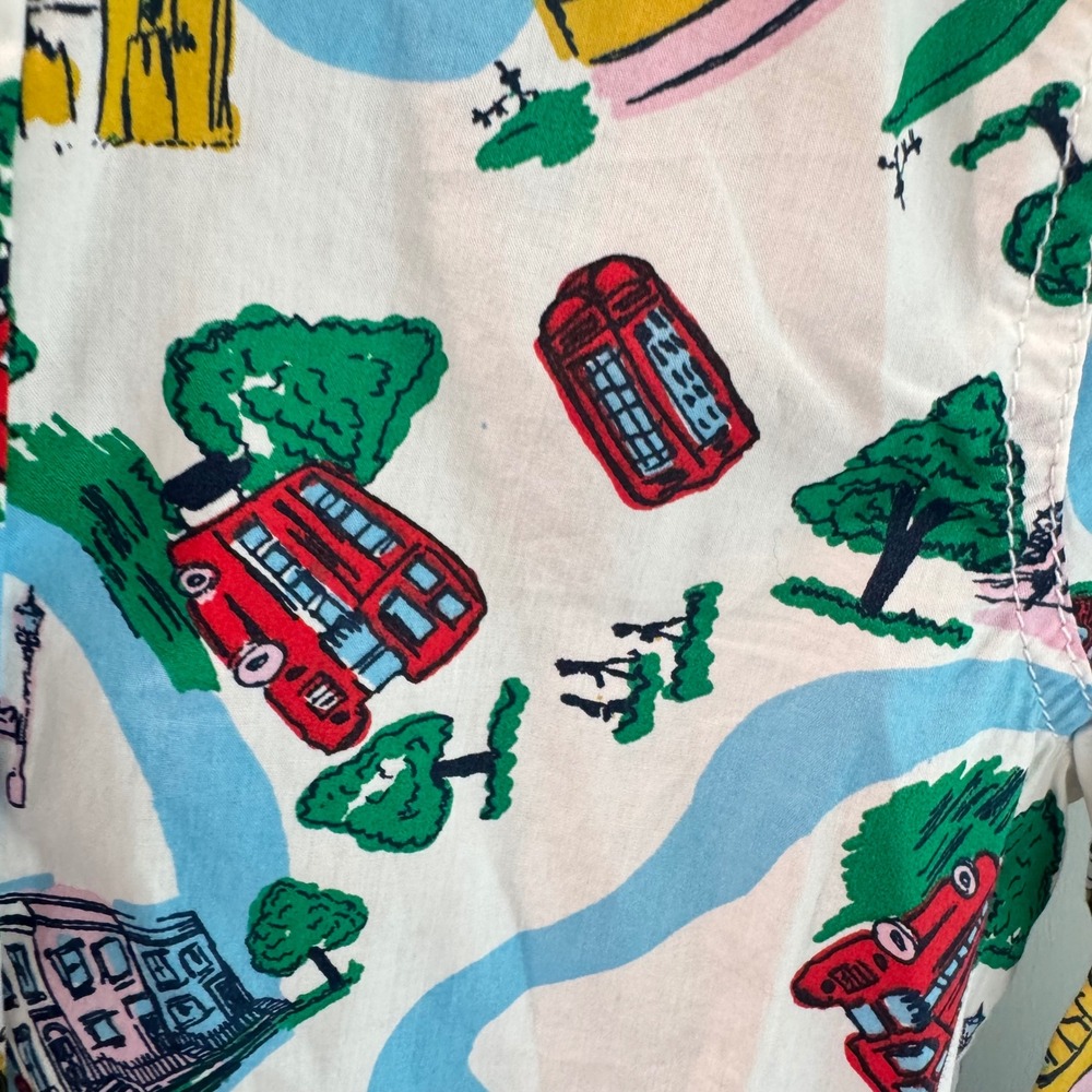 Mini Boden Kids London City Print Button Down Shirt White Multi 6-7Y NWT - Picture 5 of 10